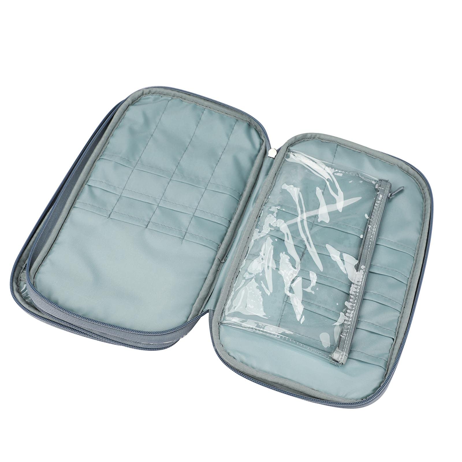 Juego de 3 fundas largas para agujas de tejer, bolsa de almacenamiento Oxford, hojas grises, hojas grises