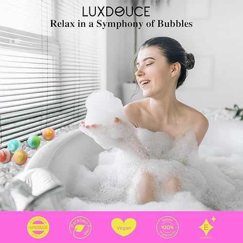 Miniatura 6 de Paquete de 48 bombas de baño, bombas de burbujas aromáticas con 18 aromas, relajante y nutritiva para la piel, regalo ideal para mujeres en Navidad,