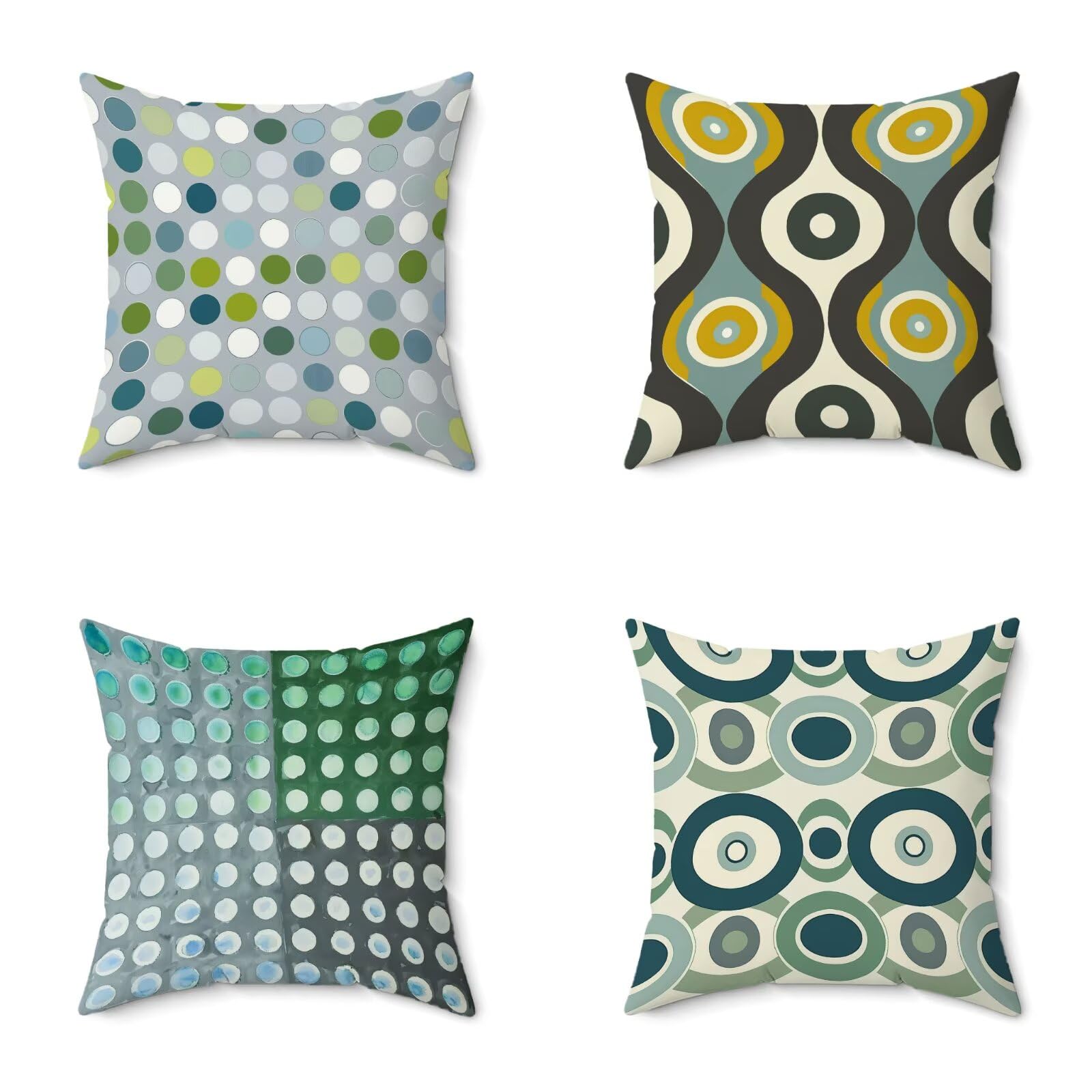 Federe Cuscini Divano 70X70CM Set di 4 Colore Cuscini Divano GeometryMotivo Stampa Fronte-retro Design, Impermeabile Morbido Retro Federe Copricuscin per Soggiorno Camera Balcone Esterno Decor B-MT3