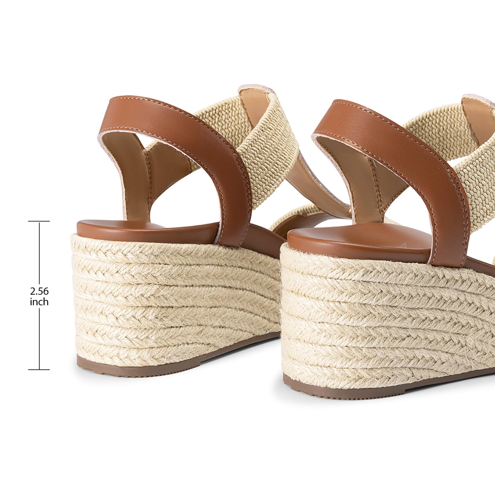 Athlefit Women's Espadrille Platform Wedge Sandals Comfortable Casual Open Toe Summer Dressy Arch Support Sandals with Elastic Strap — view 6
