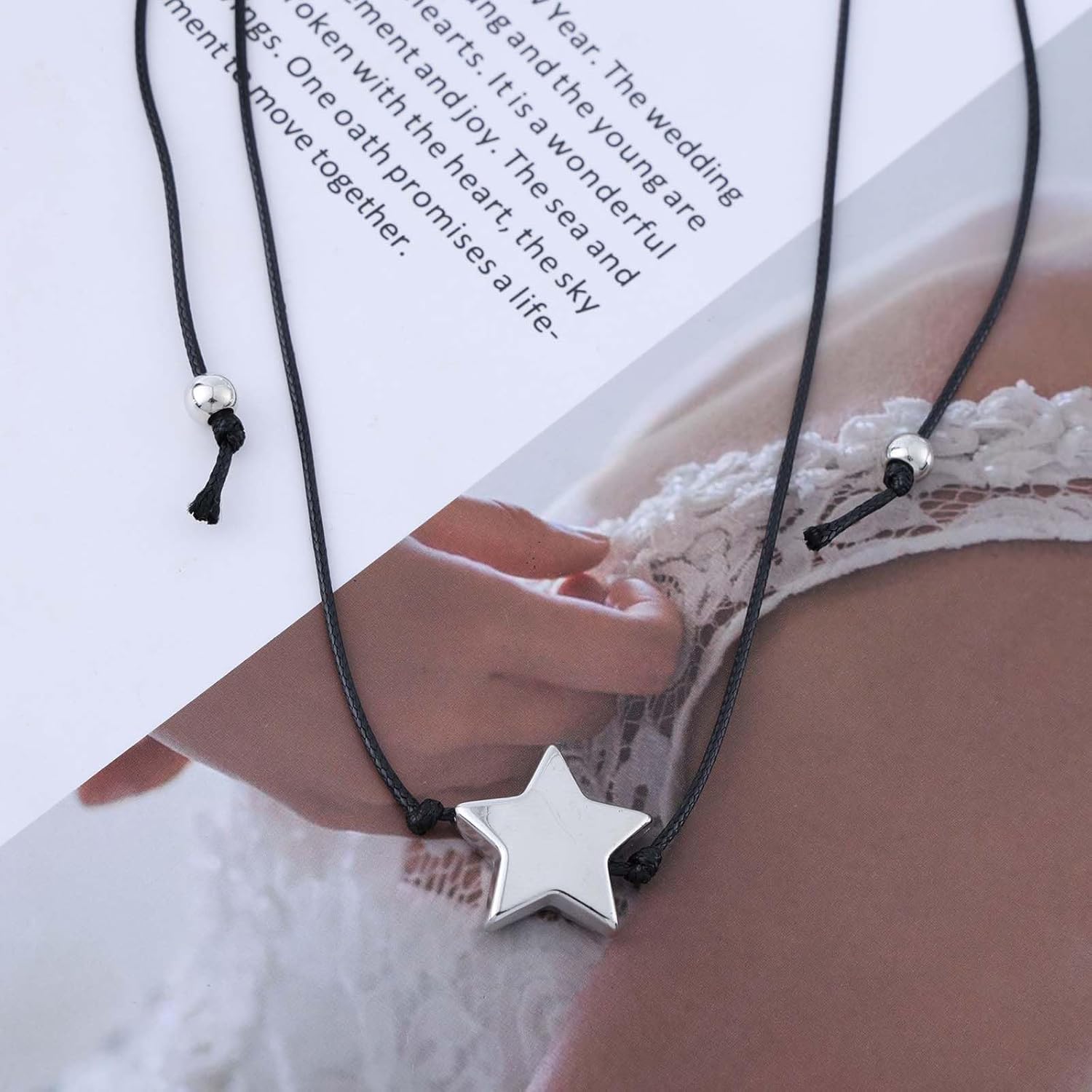 Boho Leather Choker Necklace Black Leather Cord Choker Necklace Gothic Leather Suede Necklace Short Black Leather Star Necklace Jewelry for Women - Image 4