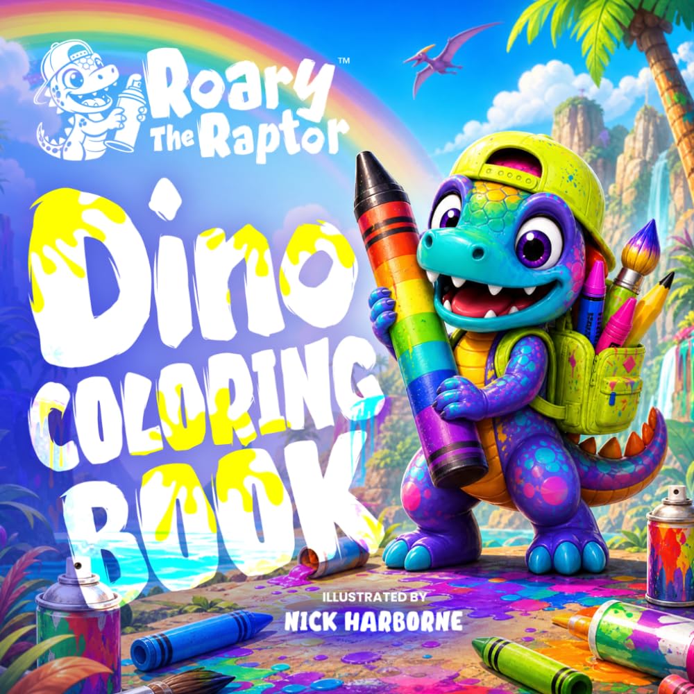 Roary The Raptor’s Dino Coloring Book: A Super Awesome Dinosaur Coloring Book for Kids Ages 2–8 (Roary The Raptor's Radical Color Adventures)