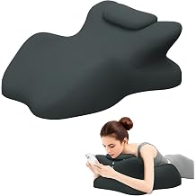 Memory Foam Ergonomic Wedge Pillow, Prone Pillow for Sleeping, Reading Pillow for Bed, Ergonomic Support for Back Pain & Sitting Up, Ideal for Massage, with Removable Cover