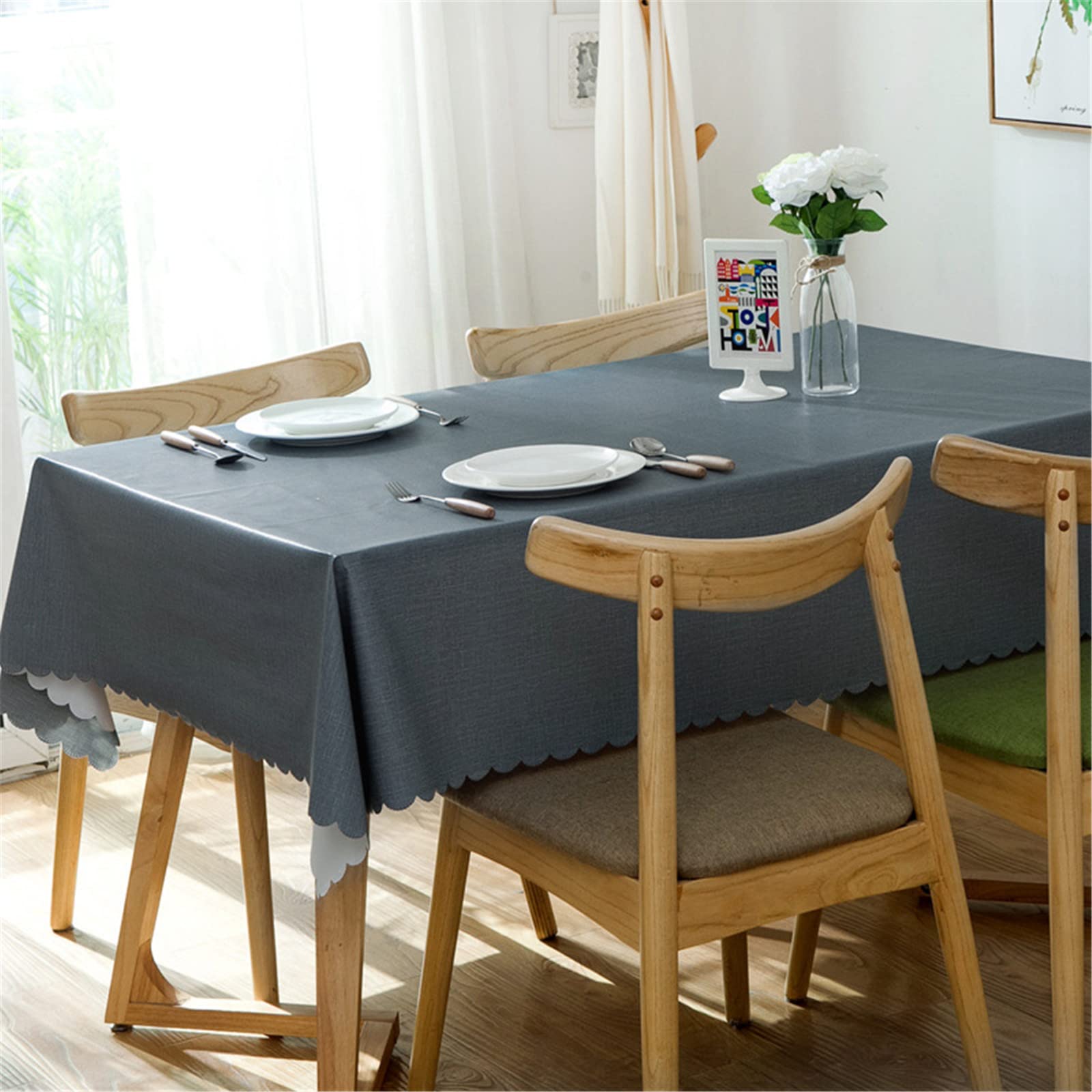 Nappe de couleur unie en PVC imperméable et moderne pour couverture de table