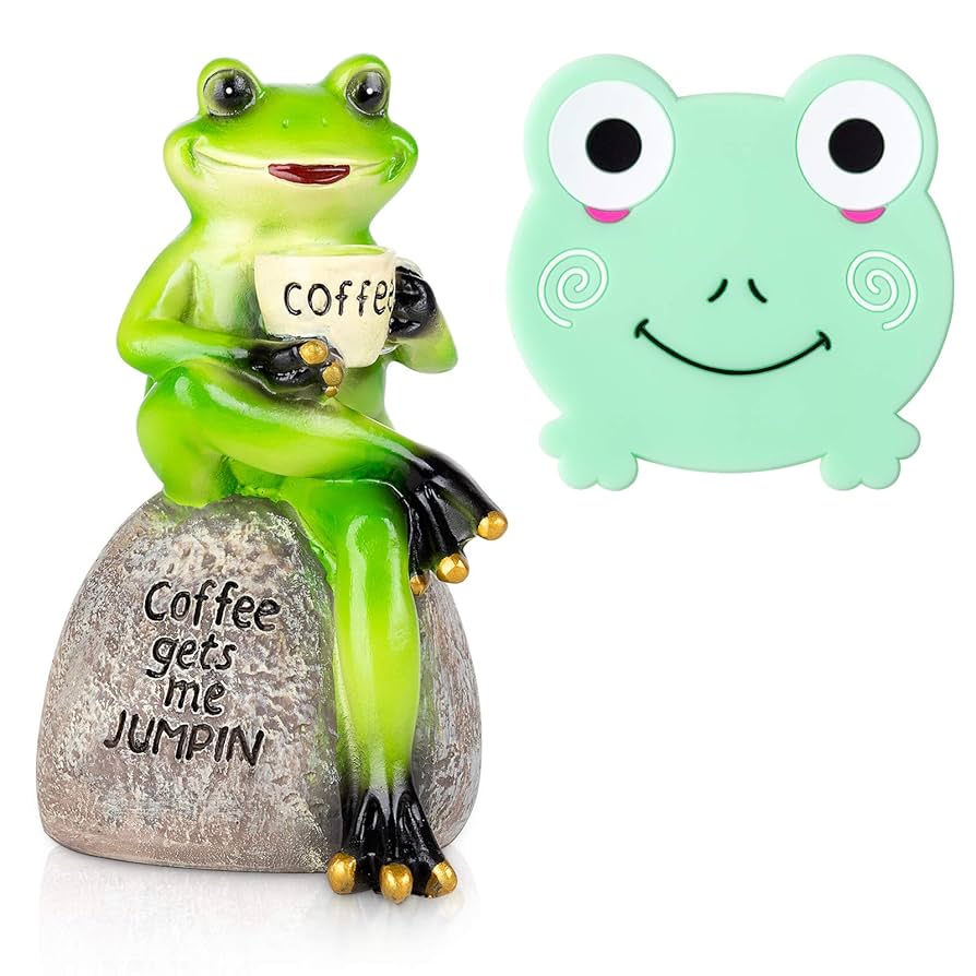カエルの置物座っている彫刻 Amazon.co.jp: カエルの像の置物 室内装飾 6インチ 石に座って