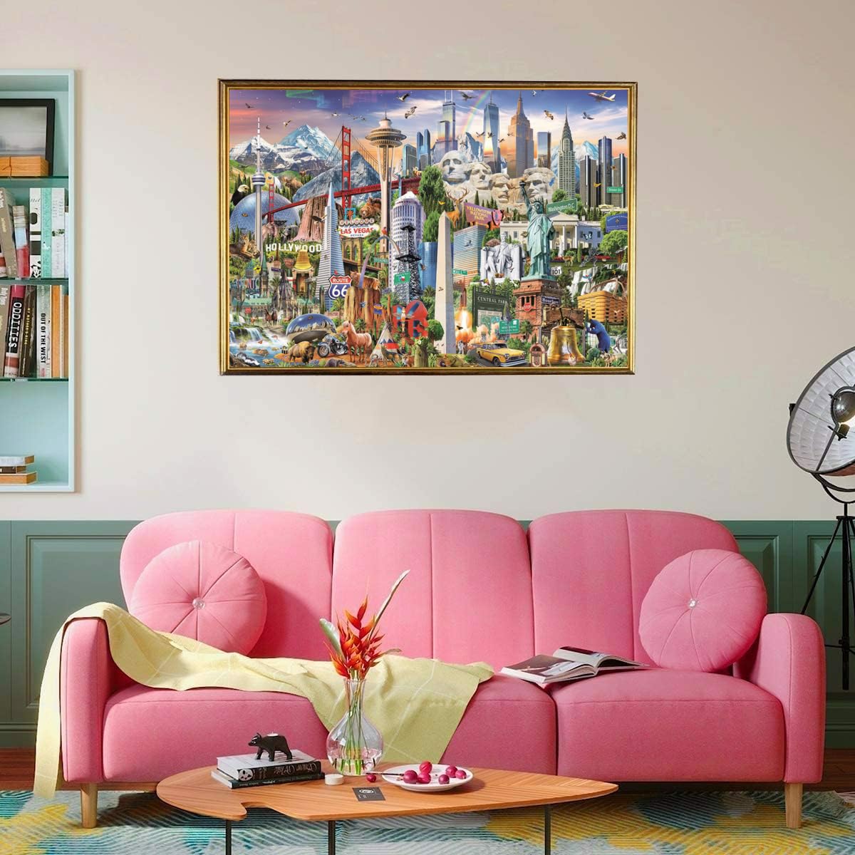 Jigsaw Puzzles for Adults 1000 Piece Symbols of North America 27.56 x 19.69 Inch Jigsaw Puzzle for Adults Educational Game 1000 Pieces America Landmark Puzzles for Adult - Image 3