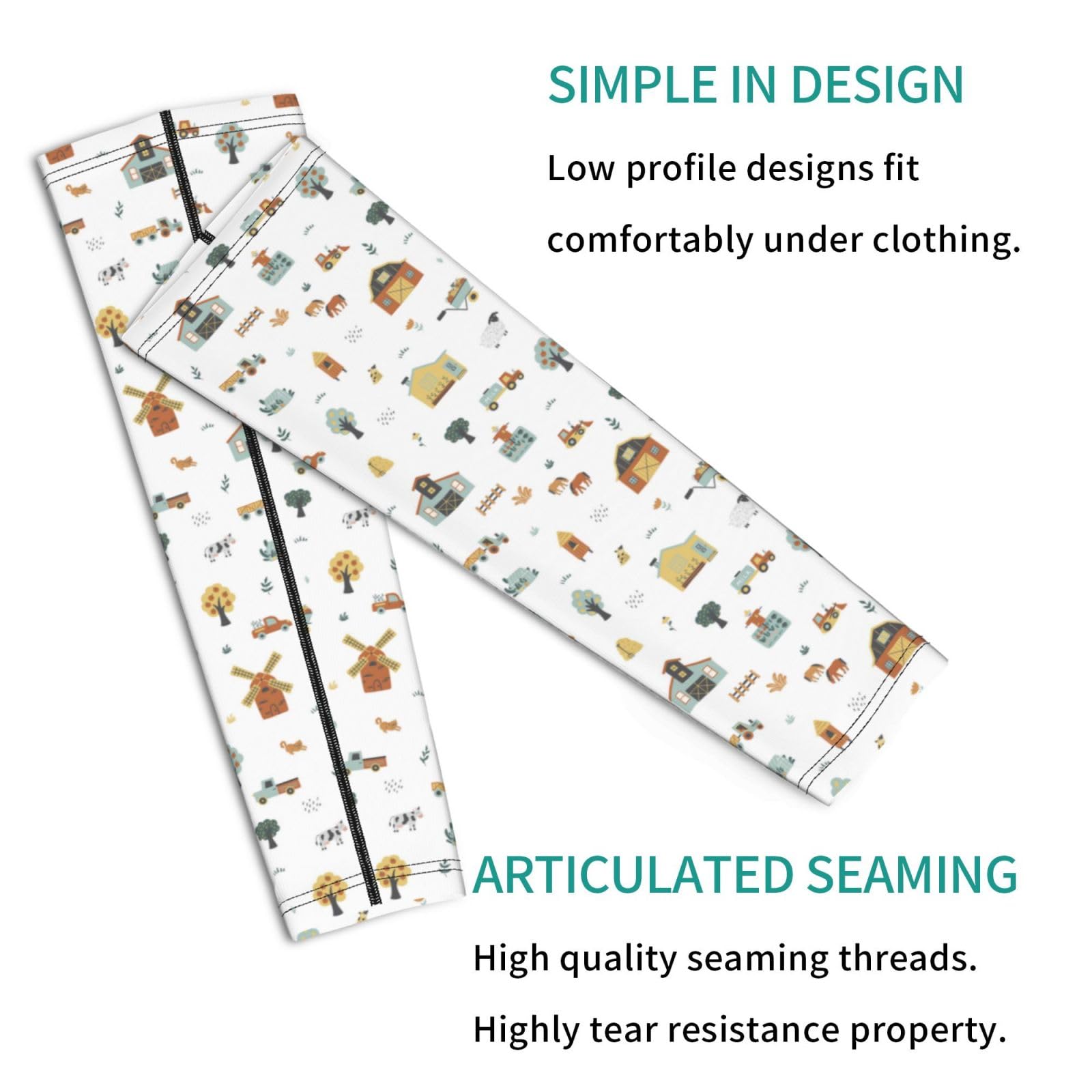 Salelf Farm with Farm Houses Arm Sleeves Cooling UV Sun Protection Sports Compression Sleeves for Men Women Golf Basketball Arm Sleeves