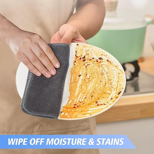 Miniatura 7 de KinHwa Paños de cocina para platos, paños de microfibra absorbentes de secado rápido, trapos de cocina con lado de limpieza de poliéster, ideal para