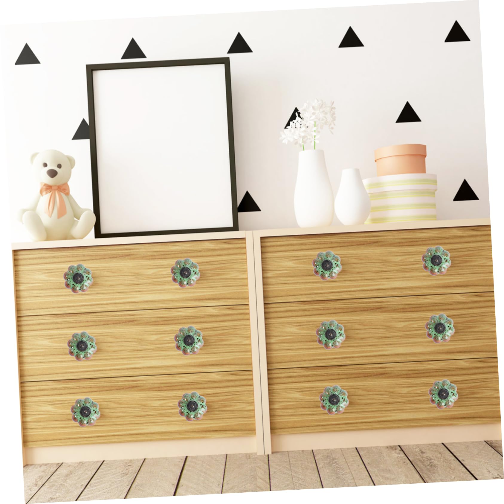 Pomelli per Mobili in Ceramica 6 Pezzi Design a Zucca Verde, Maniglie Tradizionali per Cassetti e Armadi, Maniglia Decorativa e Funzionale per Interni e Cucina