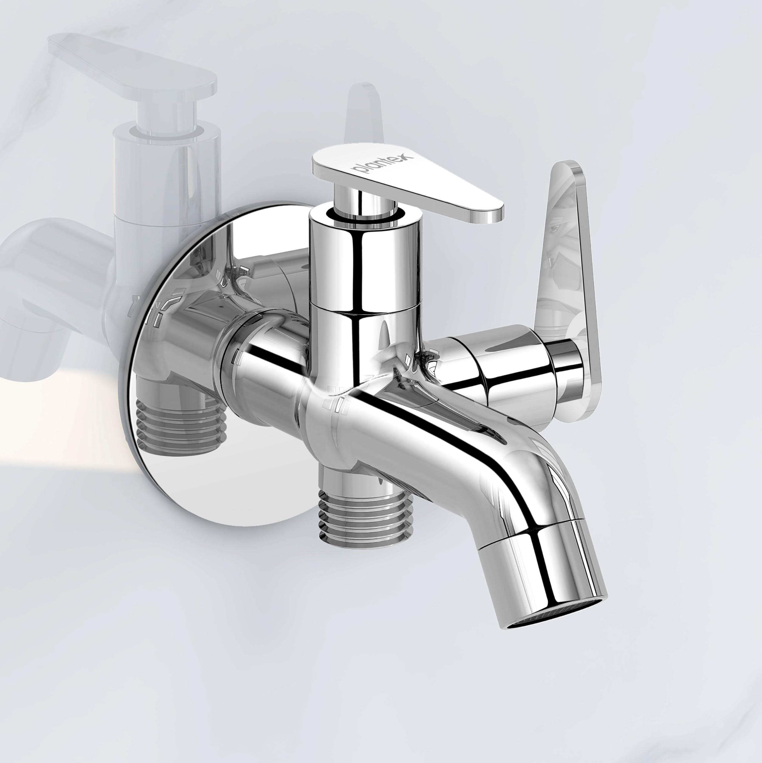 Plantex Pure Brass Two Way Tap for Washing Machine/Quarter Turn Washbasin taps with Brass Wall Flange & Teflon Tape/2-way Bibcock Water Tap-(LEA-707-Chrome) (B093K6V37K) Amazon Price History, Amazon Price Tracker