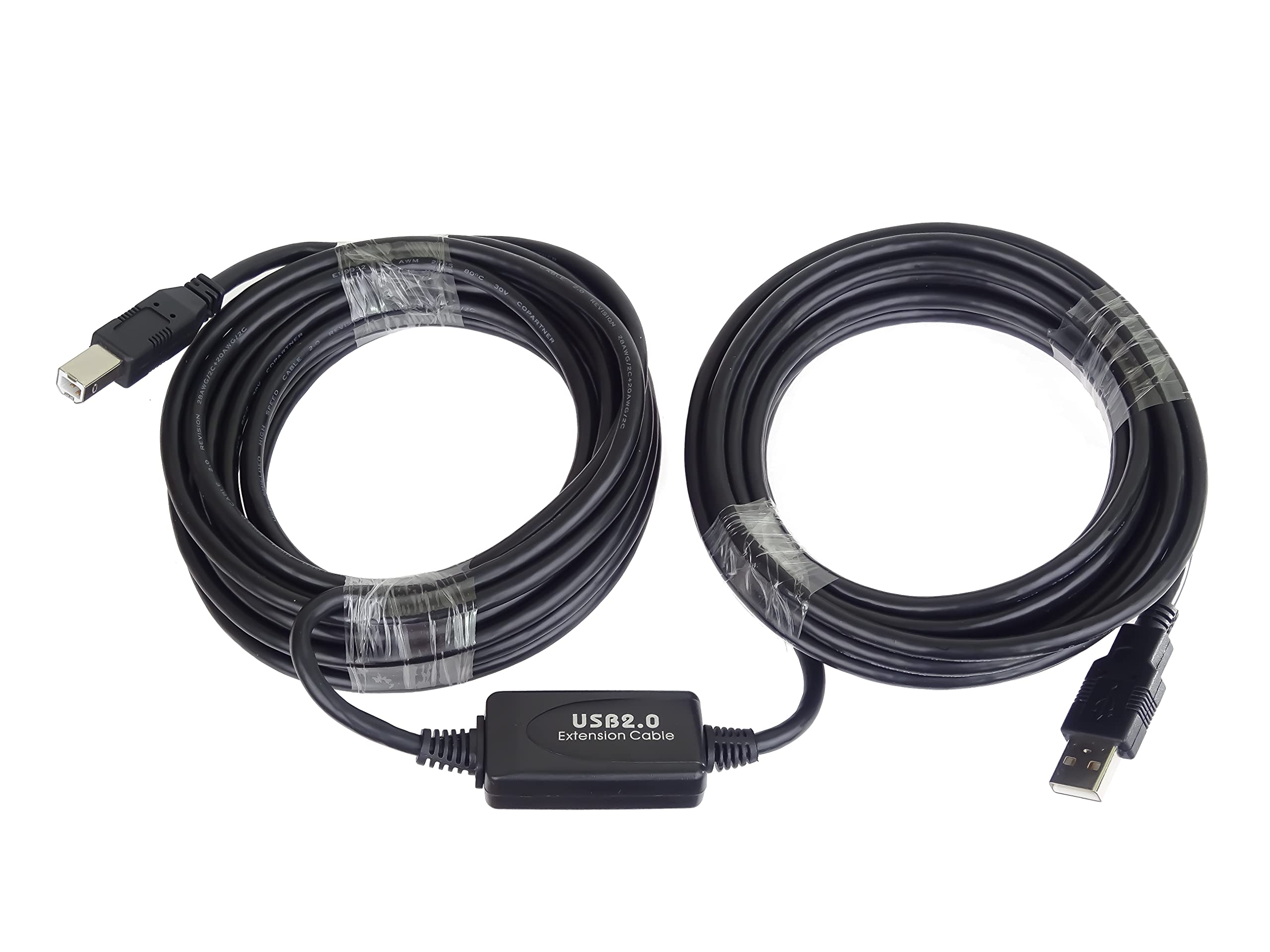 PremiumCord Aktives USB Verlängerungskabel mit Repeater 10m, USB A Stecker auf B Stecker, USB 2.0 High Speed Kabel, 2x Geschirmt, AWG20/28, Farbe schwarz, Länge 10m