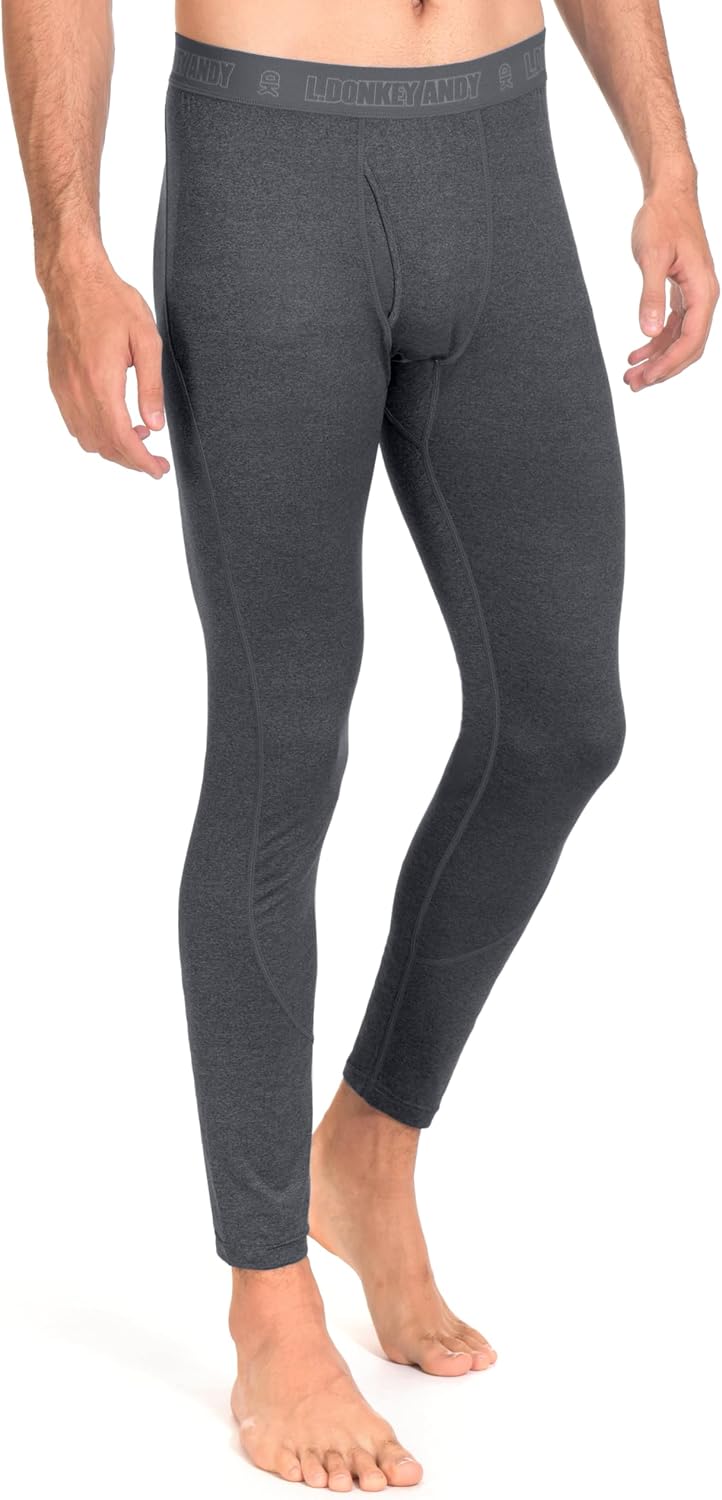 Little Donkey Andy Men's Thermal Underwear Set Performance Base Layer Wicking Active Long Johns Top & Bottom with Fly - Image 2