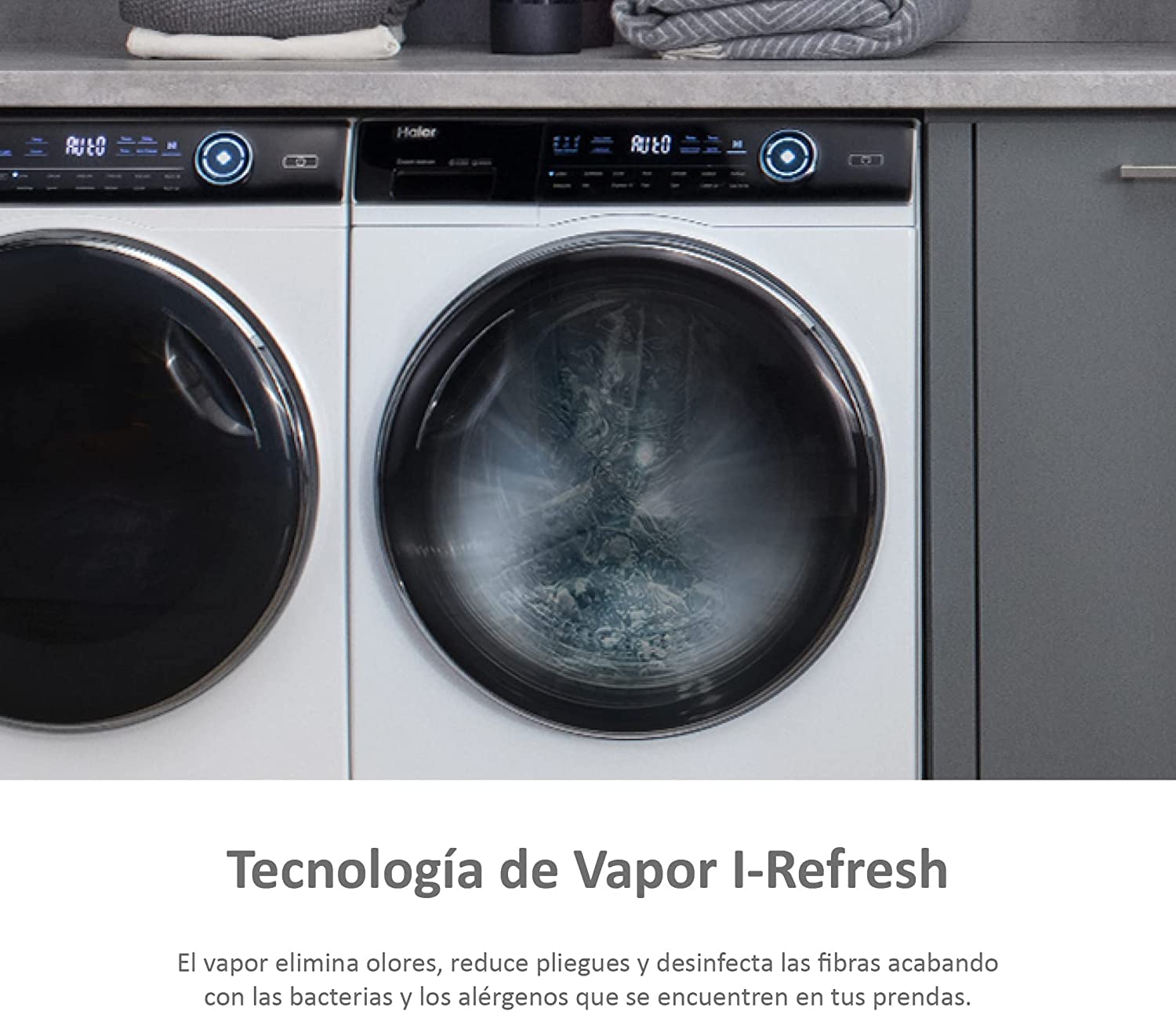 Haier I-PRO SERIES 7 - HD100-A2979-S, Secadora bomba de calor 10 kgs, Tambor XXL con led, 14 programas, i-Time, i-Refresh (microvapor), Antiarrugas, 67dba, A++