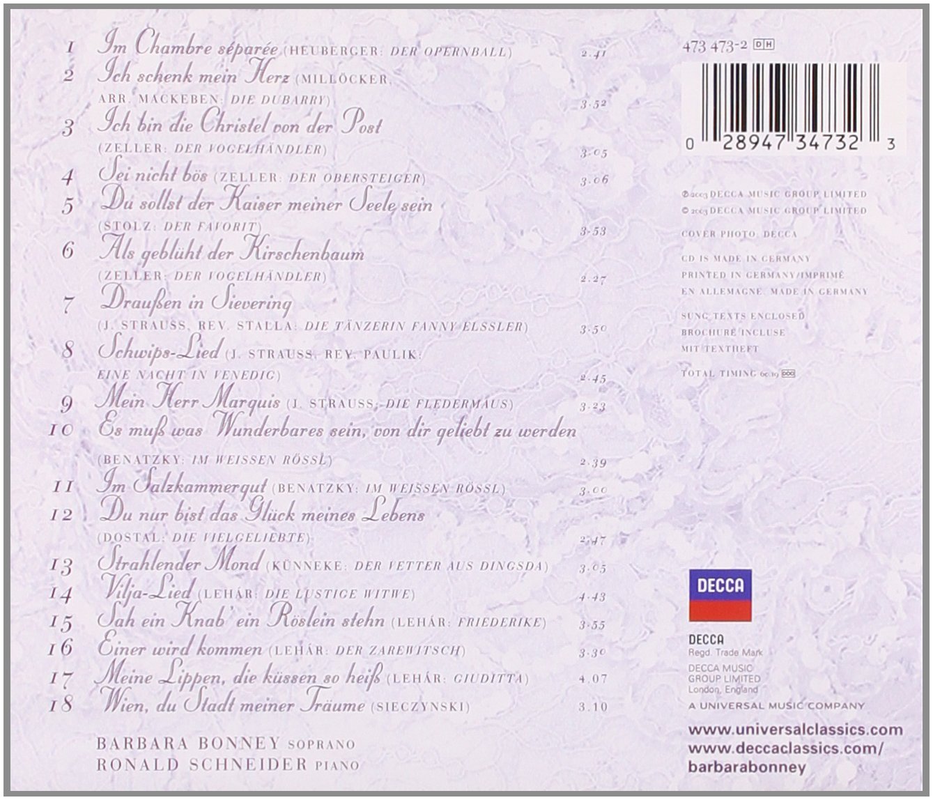 Im Chambre séparée: Barbara Bonney singt Wiener Operette.