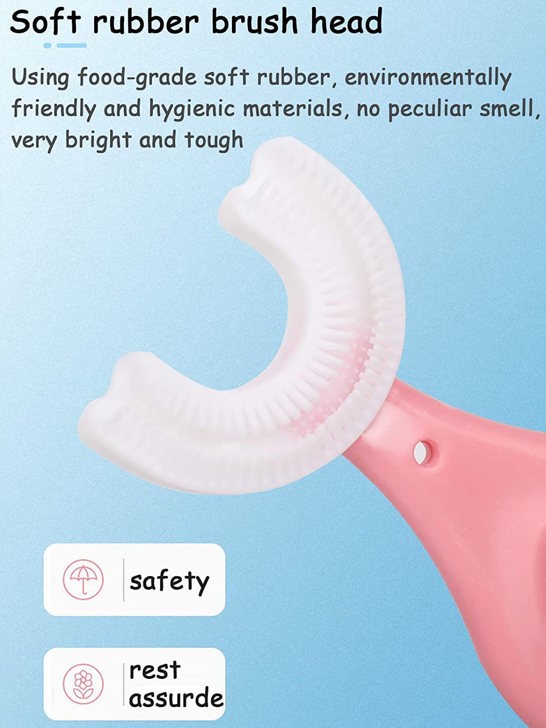 Diniva Pack of 3 U Shaped Toothbrush for Kids Manual Whitening Toothbrush Silicone Brush Head for Kids Children Infant Toothbrush For 2-6 Years Mouth-Cleaning (Multicolor) 2