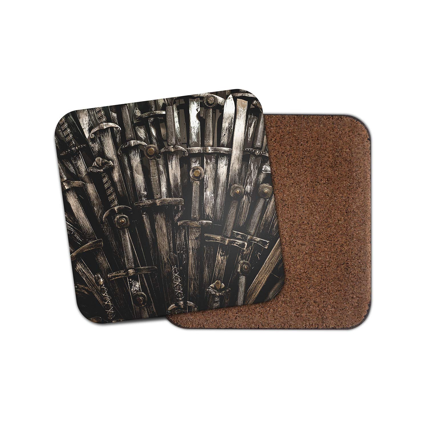 Destinationvinyl Multicolor 1 X Medieval Swords Coaster - Gamer Teen Geek Throne Iron Weapon #14814