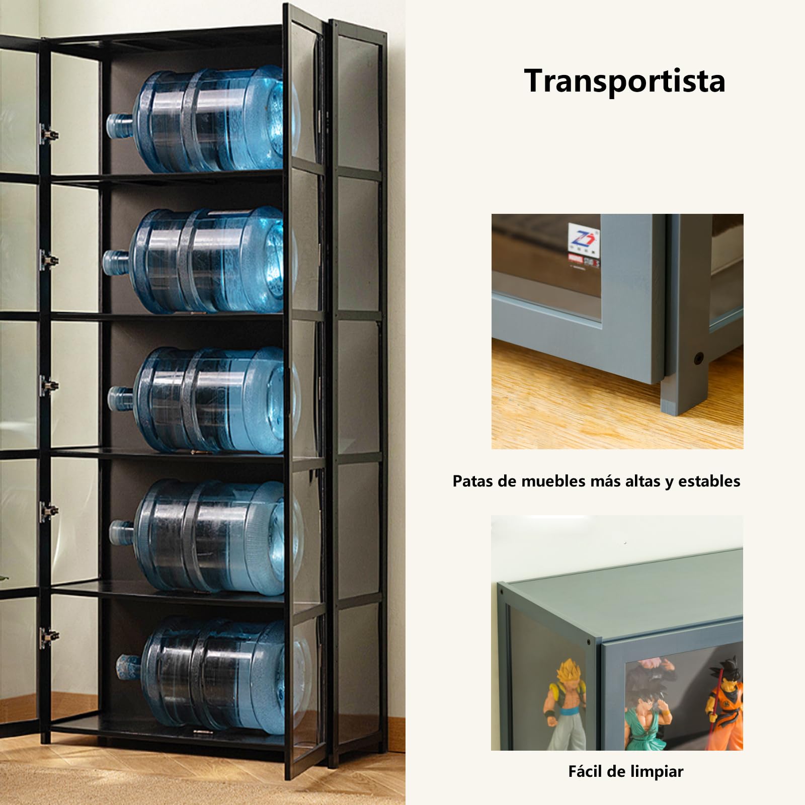 Vitrina acrílica de Doble Puerta, Vitrina de salón, escaparate, Textura Dura, sellada a Prueba de Polvo, para Todo Tipo de escenas (4 Niveles Blanco 42 * 33 * 130 3 Lados Transparente)