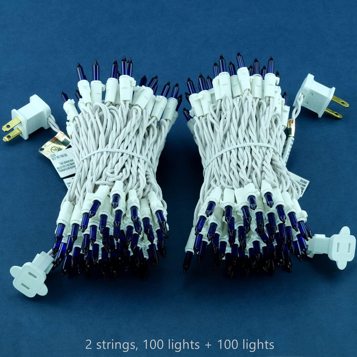 200 Purple Christmas Lights, 2 Set 33 ft 100 ct White Wire UL String Light image 5