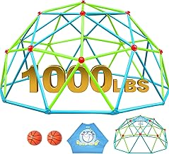 Zupapa 10FT Climbing Dome, Outdoor Jungle Gym for Kids with Climbing Grip - Geometric Dome Climber Supports 1000LBS Outdoor Playset and Easy Assembly Outdoor Play Equipment for Kids (Green, 10FT)