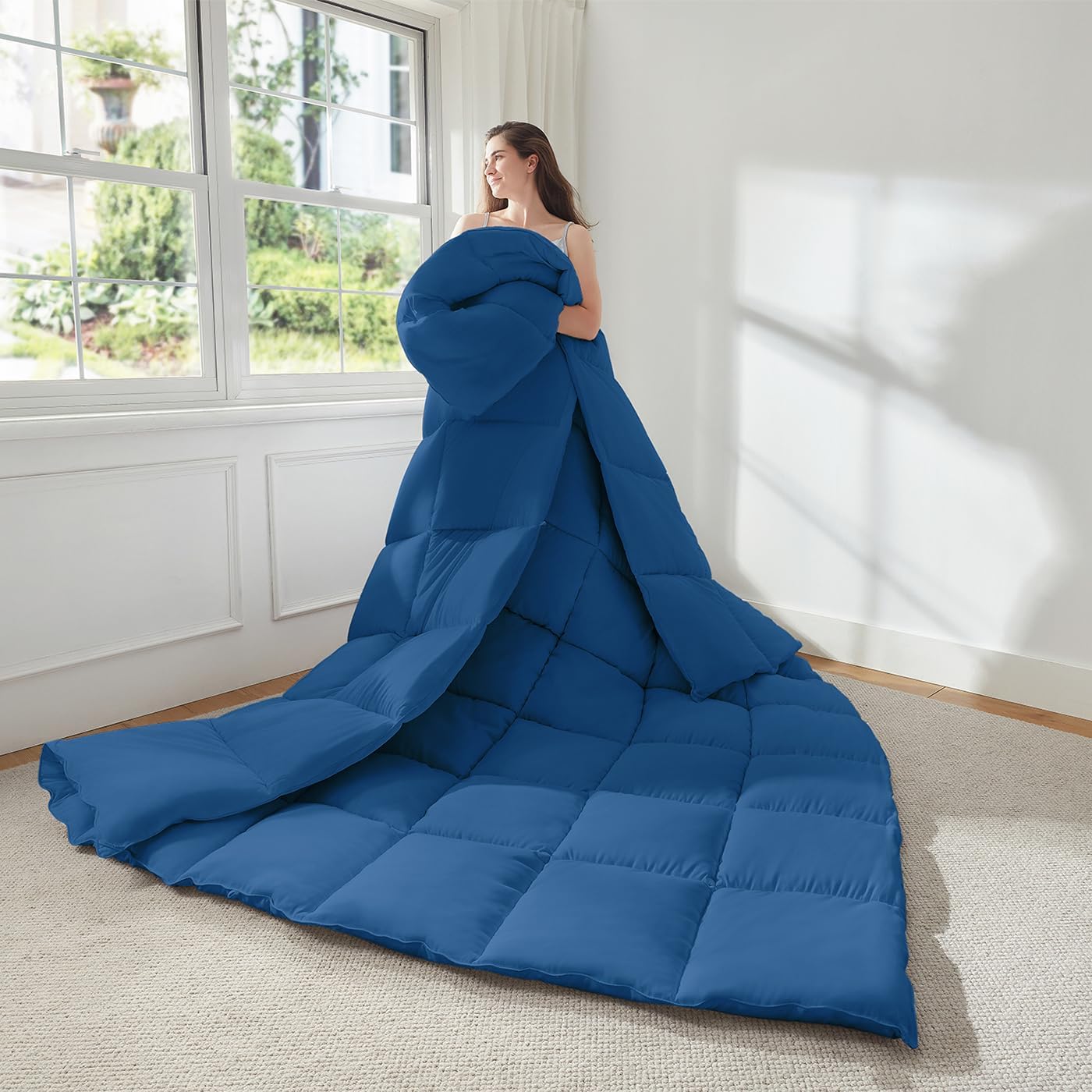 Soft Alaskan King Comforter 120"x 132", Extra Large Lightweight Quilted Down Alternative Comforter Duvet Insert for All Season-Fluffy Breathable Microfiber(Dark Blue, Alaskan King) - Image 3