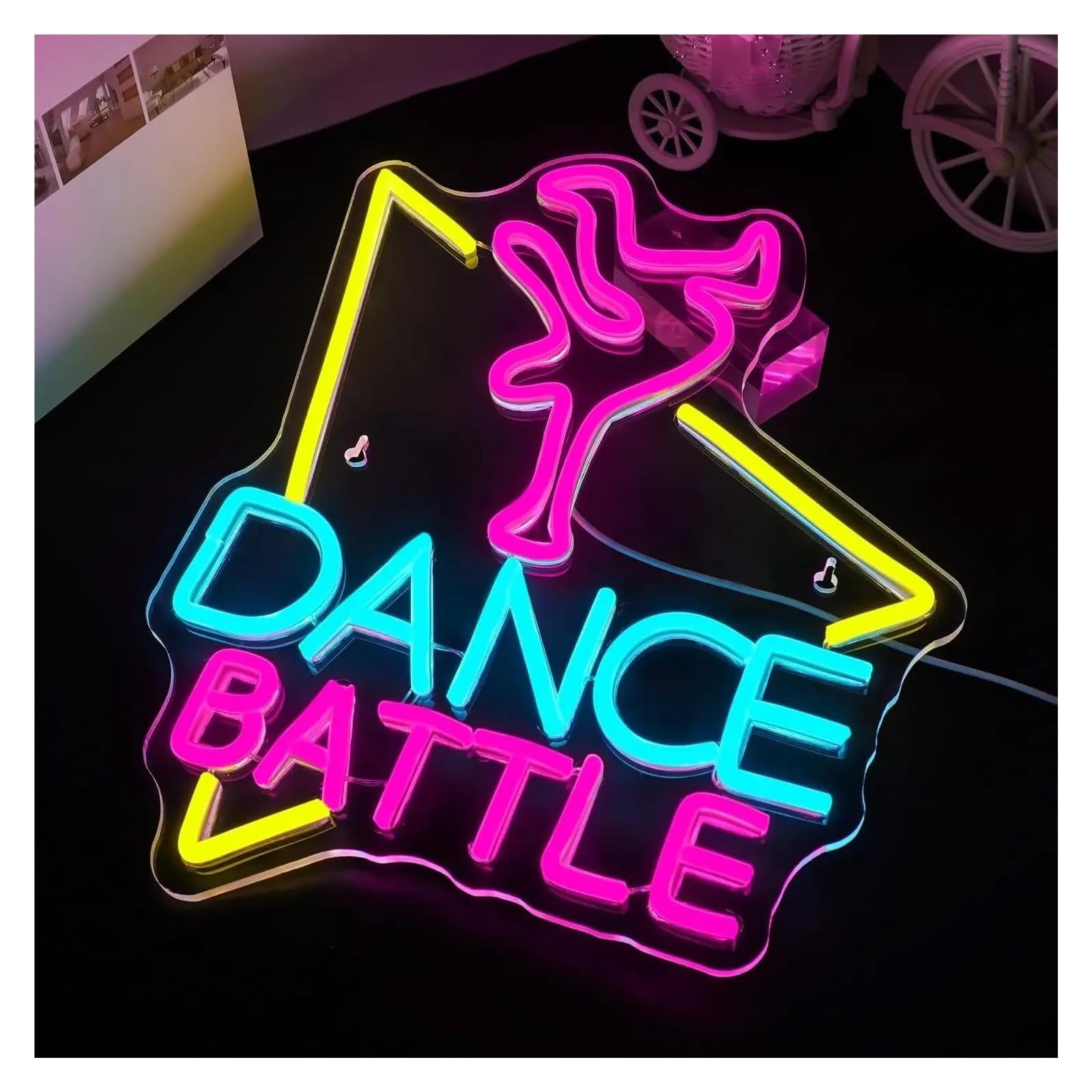 LEMST Signs Lamp Dance Battle Neon Sign USB Powered Dimmable Neon Light for Wall Bedroom Dance Room Decor Party Birthday 38.5x31cm