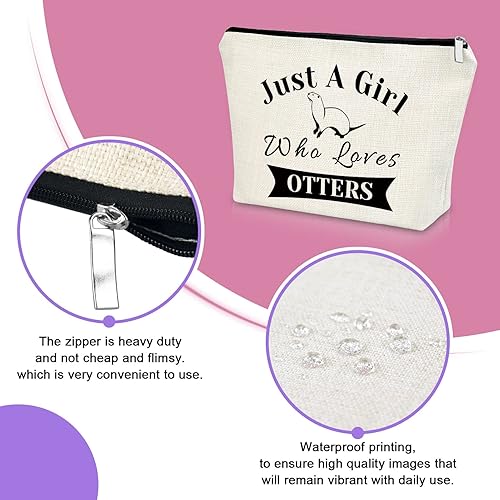 Miniatura 3 de Regalo para amantes de la nutria, regalos de nutria marina para mujeres, bolsa de maquillaje, Quién ama a las nutrias