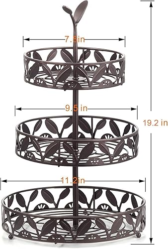 Miniatura 7 de Cesta de frutas de 3 niveles para cocina, soporte para frutero, cestas de almacenamiento de frutas desmontables para mostradores, cocina, encimera,