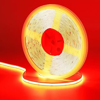 GOMING Tira LED COB 24V Rojo 620nm 10M Brillo Alto Luminiscencia Lineal Alta Densidad 384LED/M Not Impermeable IP20 Luces LED para Gabinete Dormitorio Sala Estar Cocina Armario(Sin Alimentación)