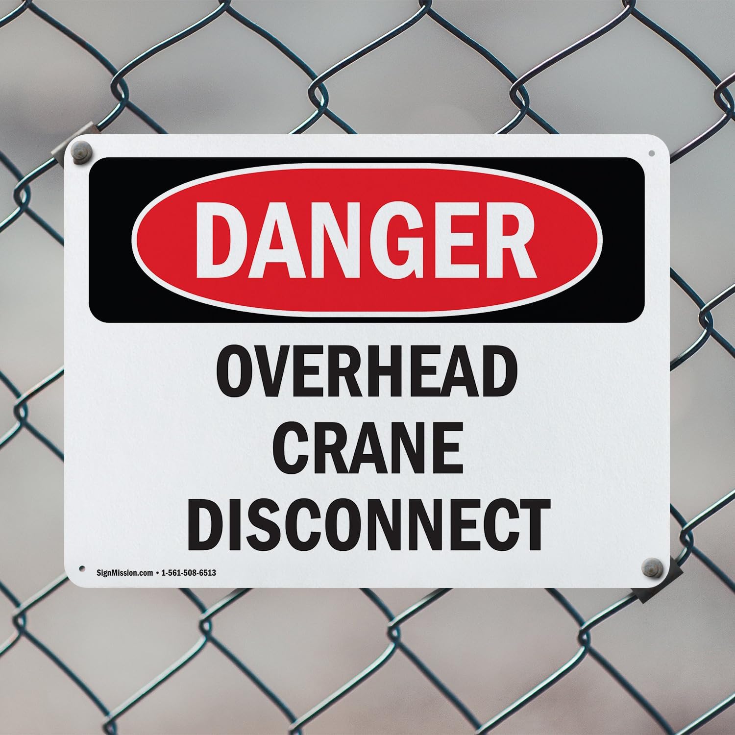 (2 Pack) Overhead Crane Disconnect OSHA Danger Sign 24 Inch X 18 Inch Indoor/Outdoor Rust-Free Aluminum Metal Signs for Workplace, Workshop, and Construction Site, Made in the USA