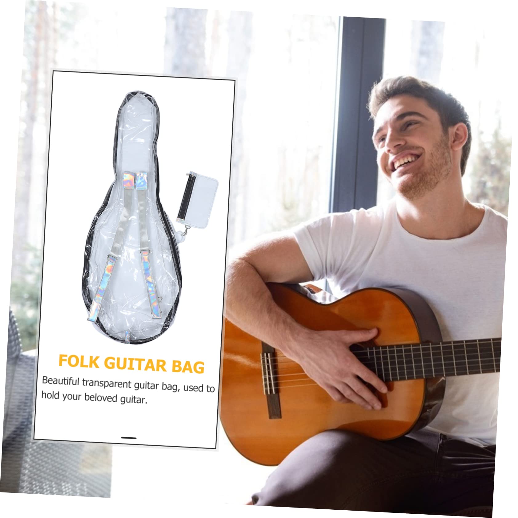 Sosoport Mochila para Guitarra Transparente PC 39 40 41 Pulgadas Blanco