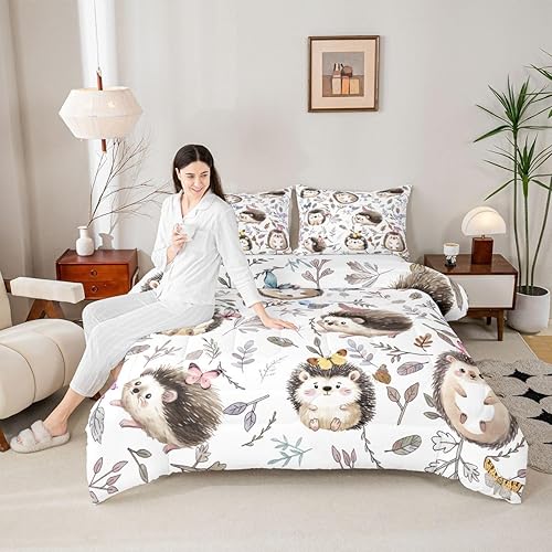 Vista 58 de Erosebridal Lindo juego de ropa de cama de hipopótamo tamaño matrimonial, juego de edredón de hipopótamo de dibujos animados para niños y niñas