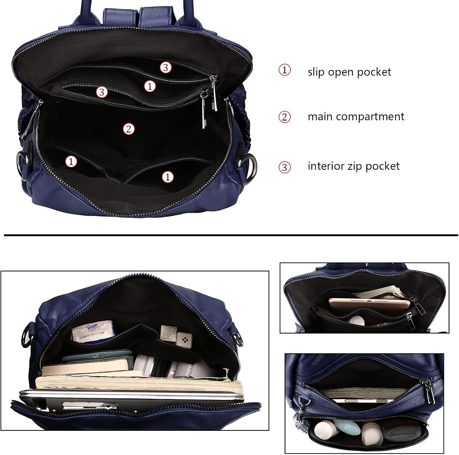 Uromee Travel Backpack Purse for Women Vegan Leather Ladies Fashion Tassel Shoulder Bag Convertible - Image 5