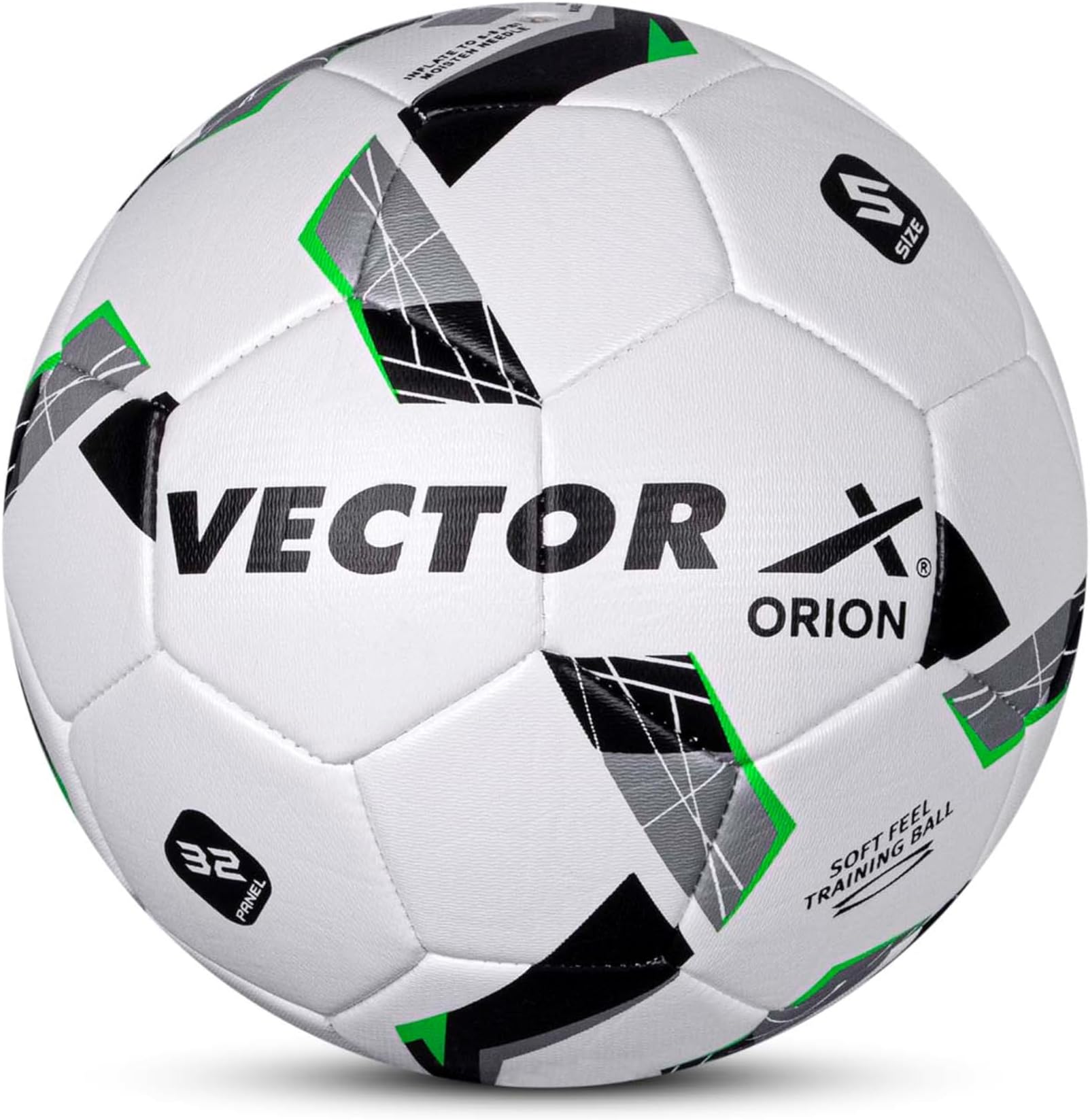 Orion TPU Machine Stitched Indoor/Outdoor Water-Resistant Football with SR Bladder, White-Green, Size 5, Suitable for Match and Training for Adults 15+ Years + Free Air Needle