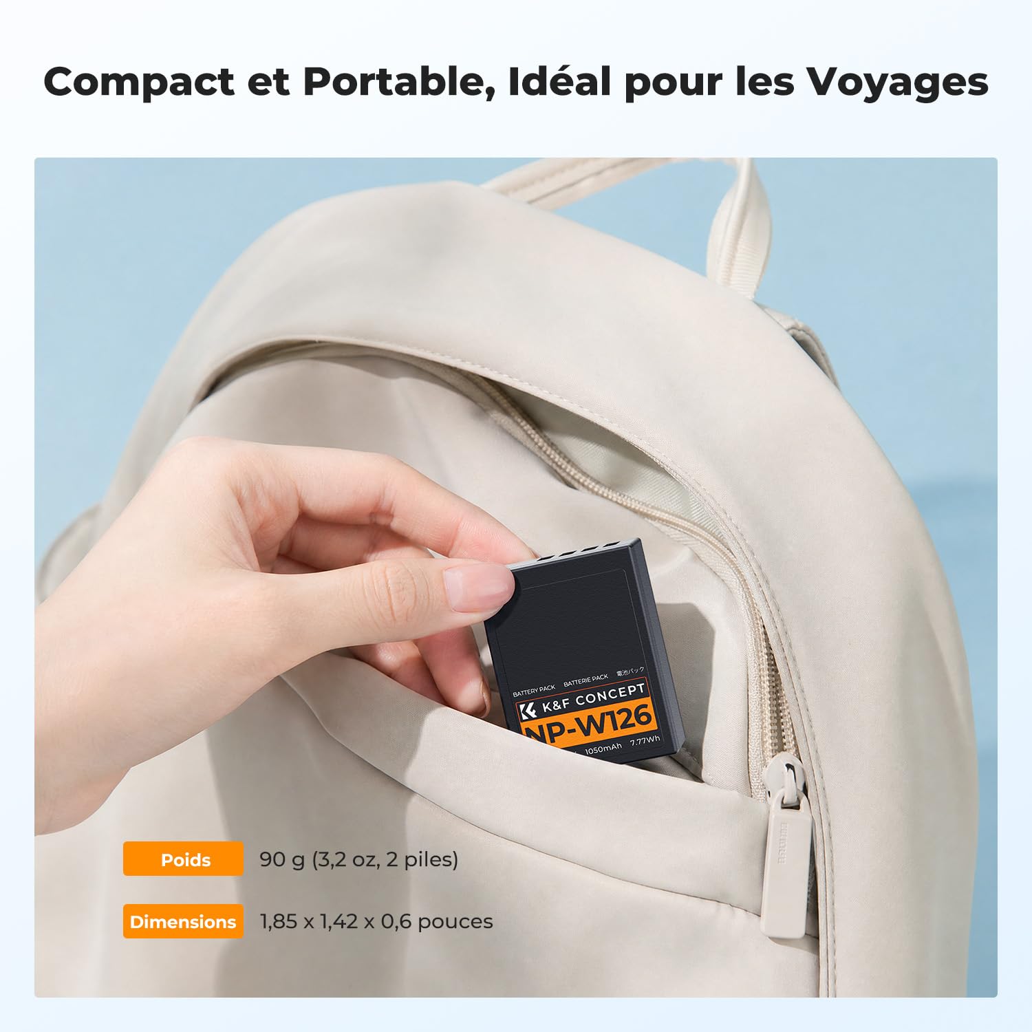 K&F CONCEPT 2 NP-W126S Batteries à Charge Directe avec Indicateur de Charge