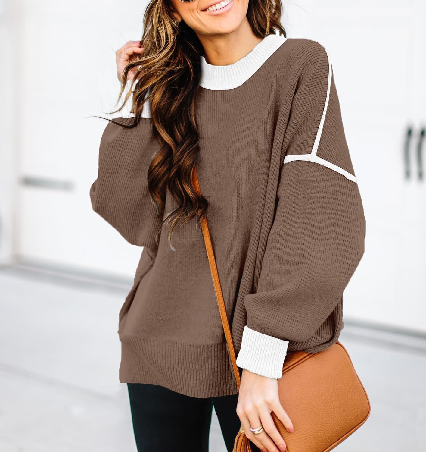 ETCYY Womens Oversized Sweaters Fall 2026 Fashion Clothes Trendy Batwing Sleeve Colorblock Striped Knit Pullover Tops - Image 4