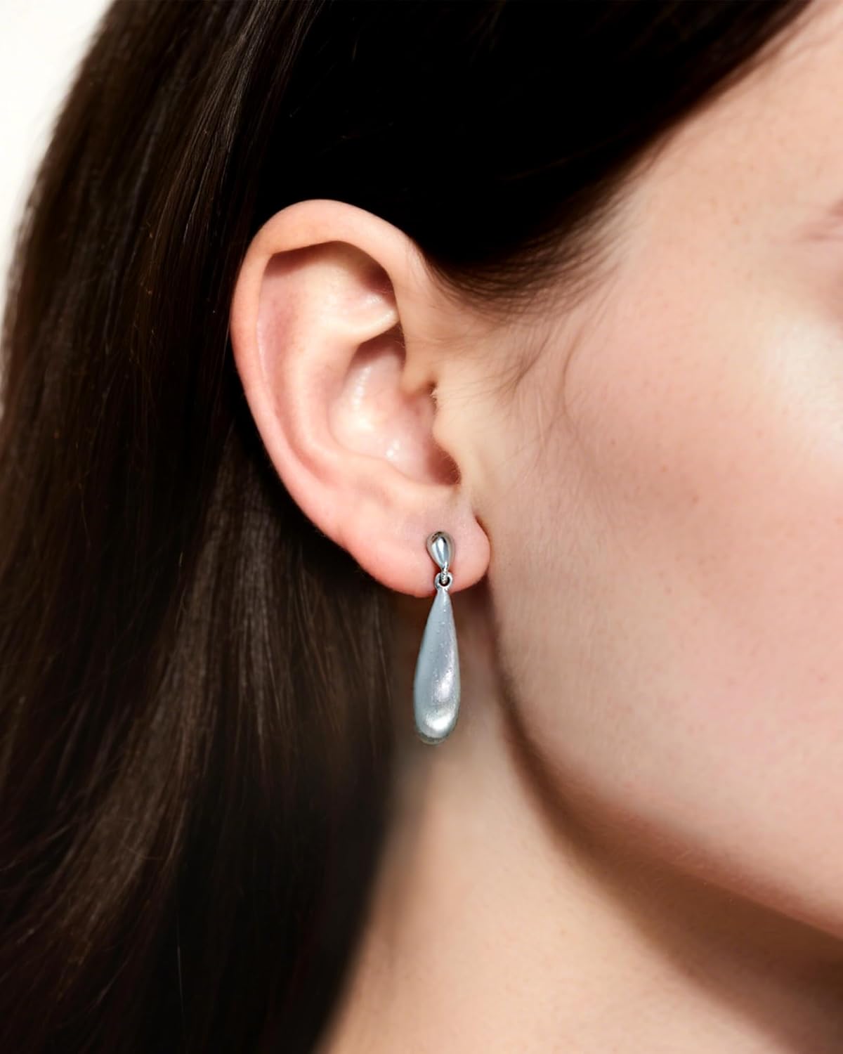 Silver Long Teardrop Dangle Earrings for Women, Hypoallergenic Drop Dangle Earrings Trendy Silver Long Tear Drop Dangle Earings for Women Jewelry Gifts - Image 2