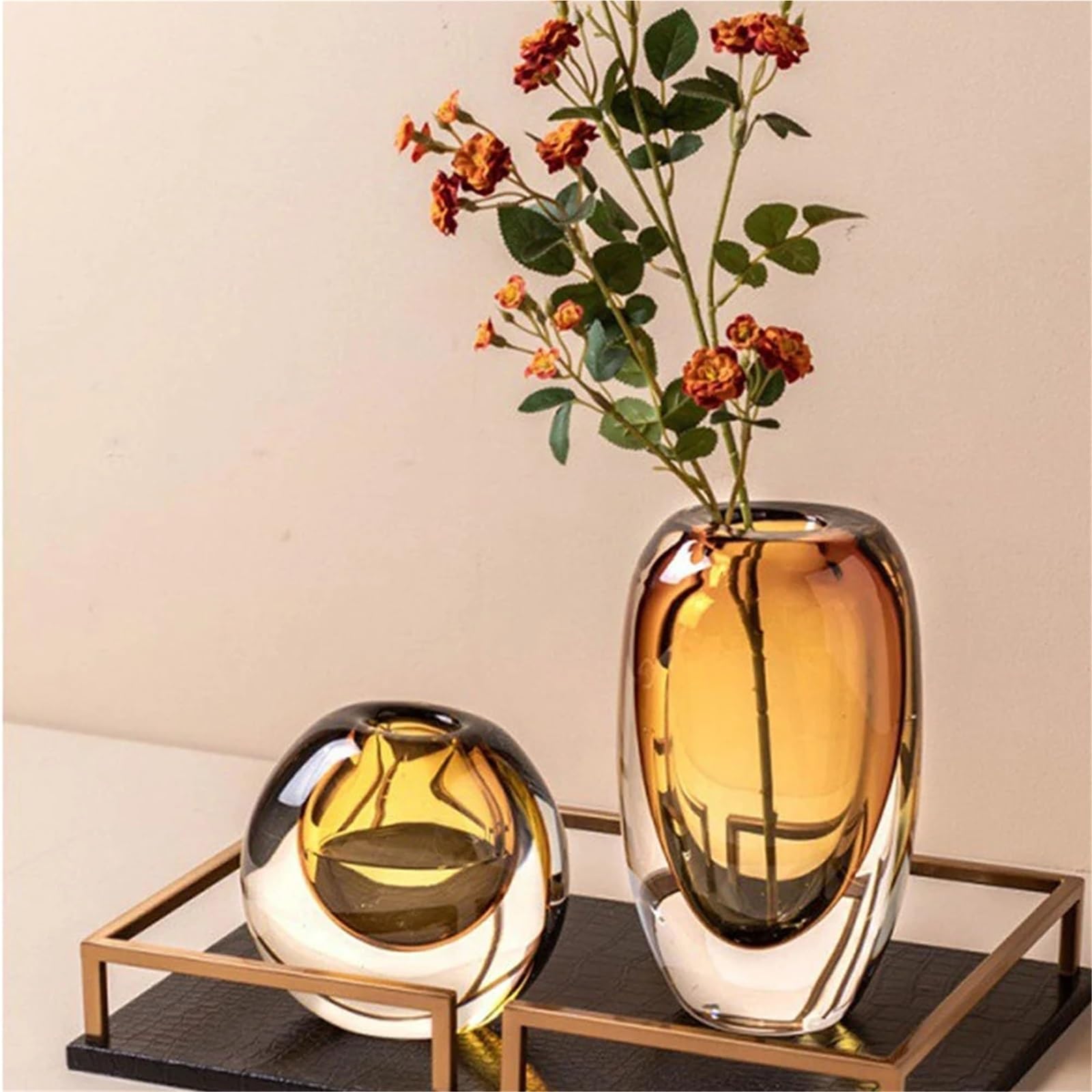 Vase Hydroponique Verre Vase hydroponique en Verre Transparent, Fleur Cristal, décoration de pièce intérieure Moderne, Vases décoratifs for Table Salon(Grey S)