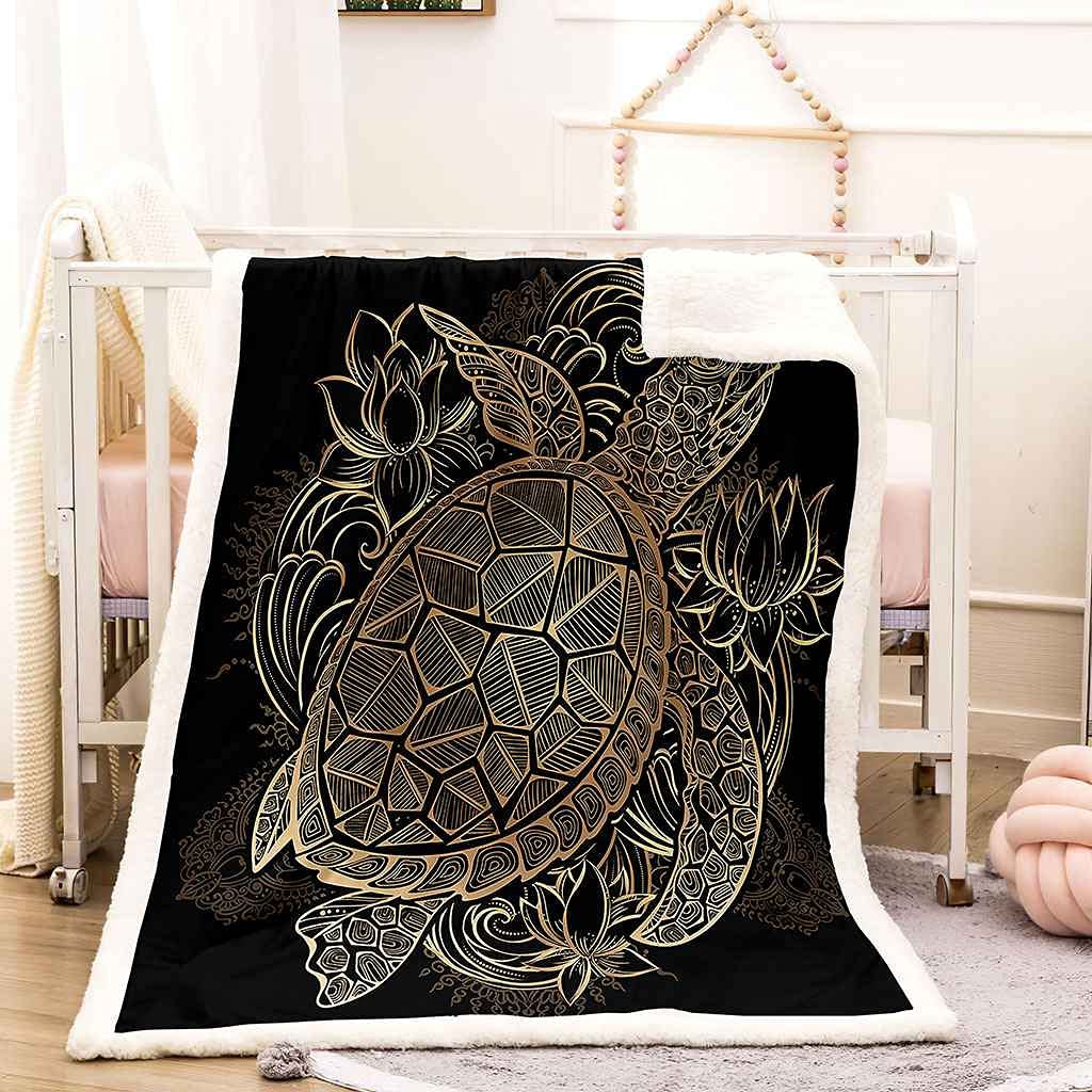 EXQ Home Fleece-Decke Mit Schildkröten-Muster – Flauschige Überwurfdecke 127x152 Cm | Für Couch & Bett