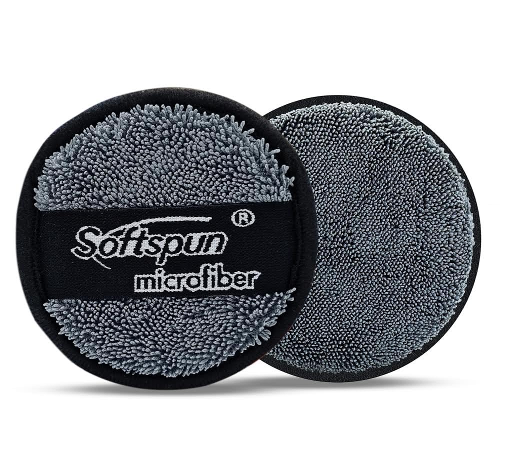 SOFTSPUN Microfiber Reusable Round Polishing Pad, 2 Pieces Set 600 GSM (Grey) Multipurpose. Ultra-Soft Application Pads with Finger Band Perfect Cleaning for Car, Bike, Window and More.…-image-30