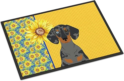 Caroline's Treasures WDK5394JMAT - Tapete para puerta delantera, diseño de girasoles de verano, color negro, 24 x 36 pulgadas, tapete para puerta disponible en Yaxa Peru