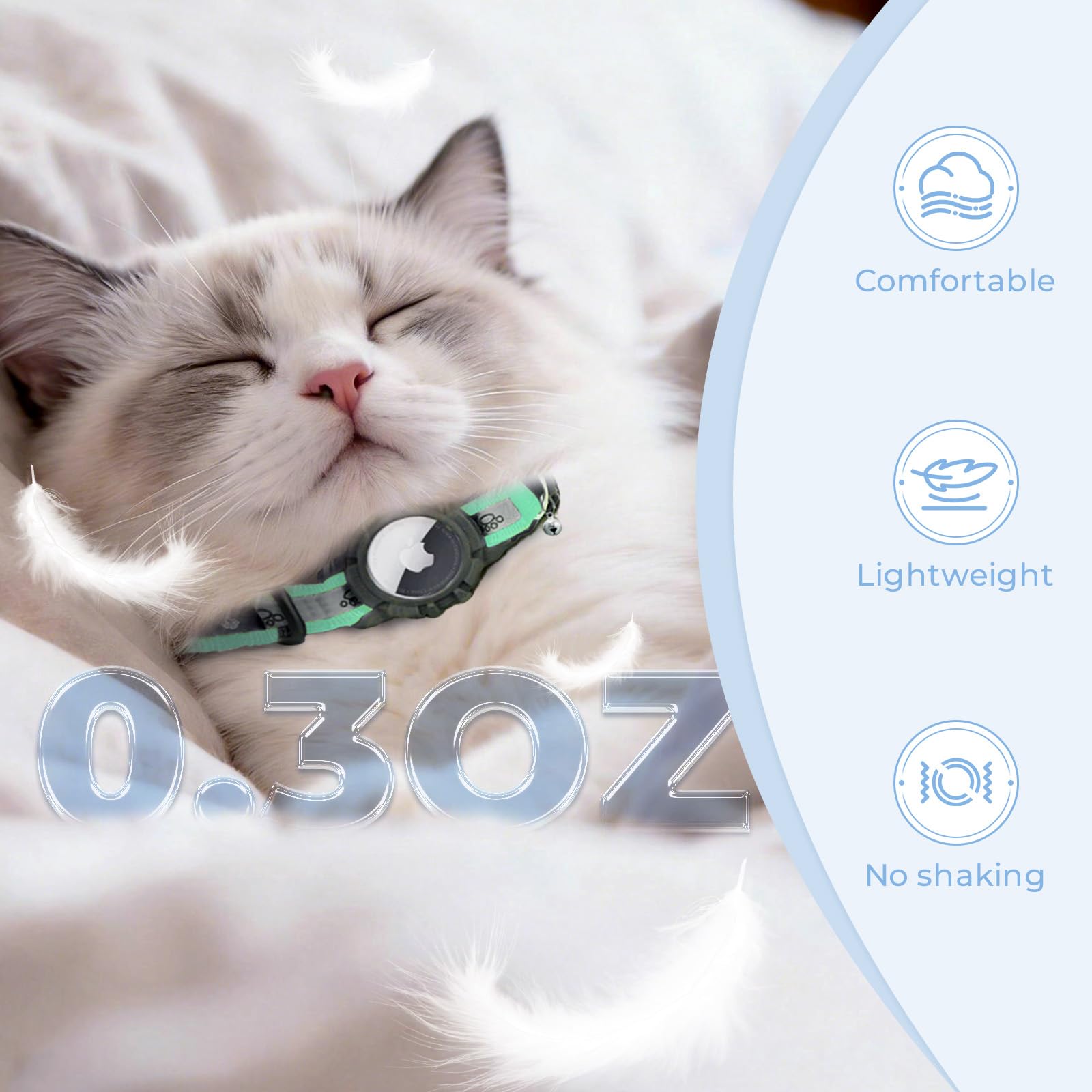 Breakaway AirTag, Collare riflettente per gatti, con supporto per etichetta dell'aria e campanello, fascia elastica di sicurezza, collare GPS per gatti, gattini e cuccioli (verde, 20-33 cm)