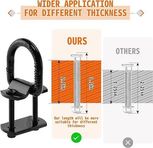 Miniatura 3 de Anillo en D forjado resistente de 1/2 pulgada, 12,000 libras de resistencia a la rotura de remolque, anclajes D, anilla en D grande para remolques,