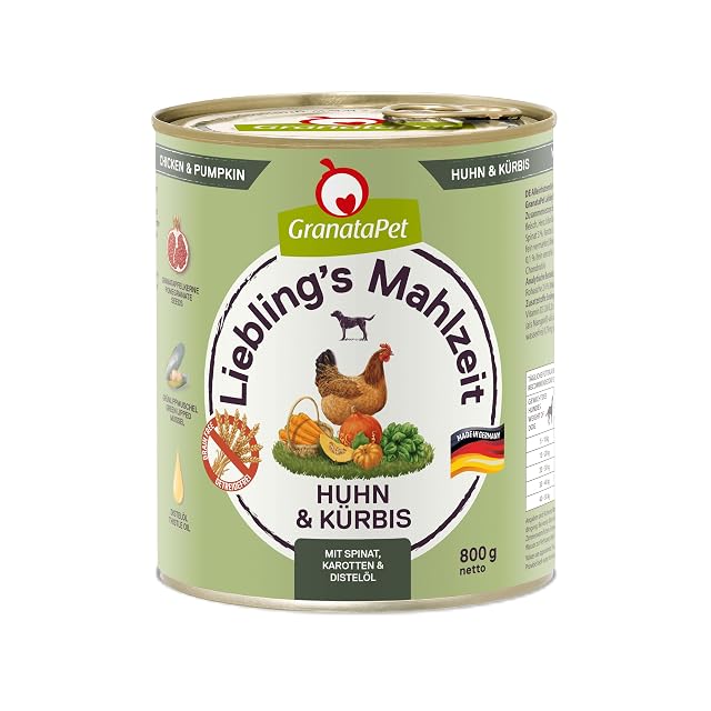 GranataPet Comida Favorita de Pollo y Calabaza, Comida húmeda para Perros