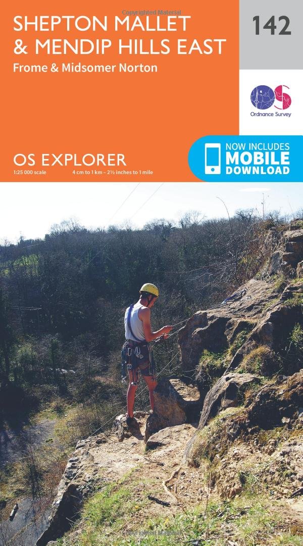 Ordnance Survey Unisex Orange Explorer 142 Shepton Mallet & Mendip Hills East Map With Digital Version