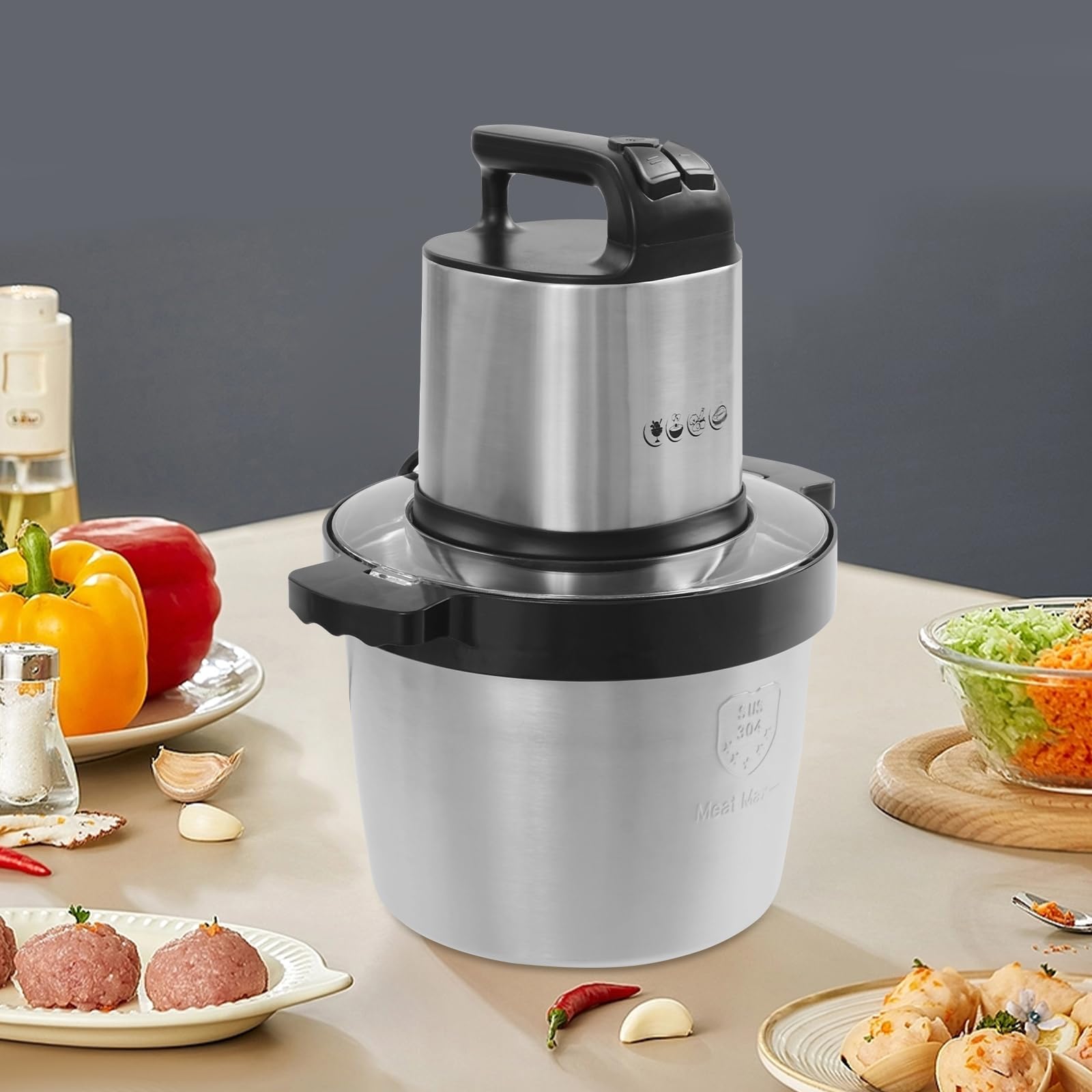 Tritatutto elettrico grande, 1500 W, tritatutto elettrico da 6,5 l, tritatutto universale per frutta, verdura, carne