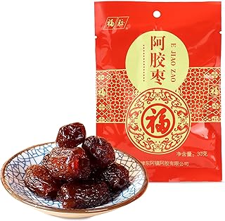 FU PAI E JIAO 4-5 Pitted Dates in a package, Organic Medjool Jujubes 30g-Soft Chewy Texture | Sweet Caramel Flavor