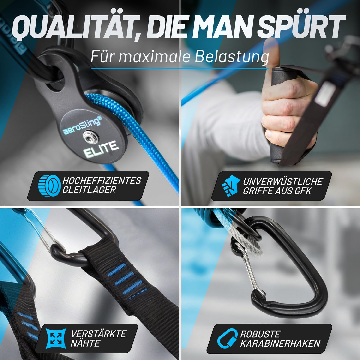aerobis® aeroSling® ELITE | Der originale Schlingentrainer mit Umlenkrolle | Türanker und Videoanleitung