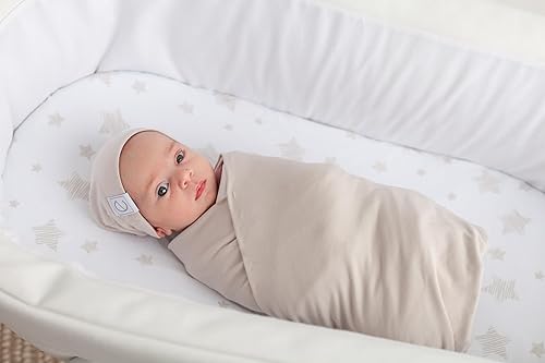 Miniatura 4 de Ely's & Co. Juego de sábanas de moisés, 2 unidades, 100% algodón de jersey para bebé niña y bebé, diseño de estrellas dibujadas en color marrón