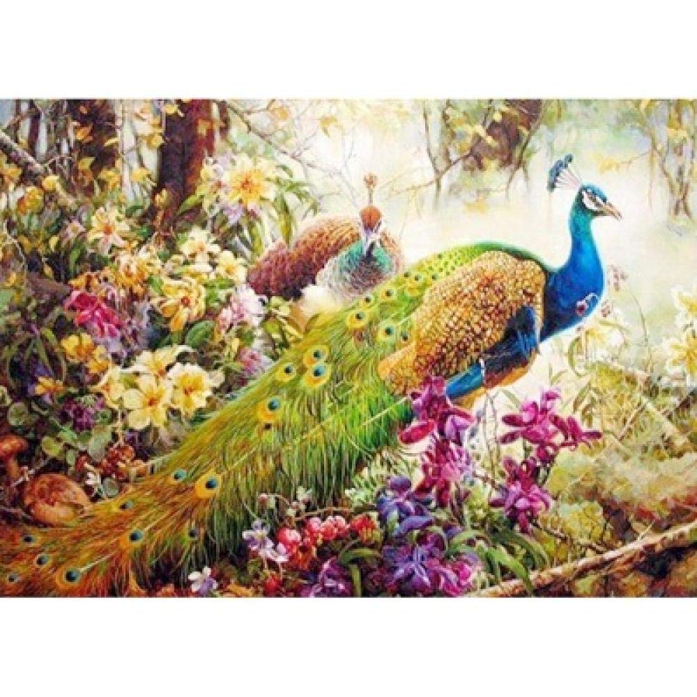 Peinture diamant 5D paon | Kit créatif mosaïque forêt idéal pour offrir