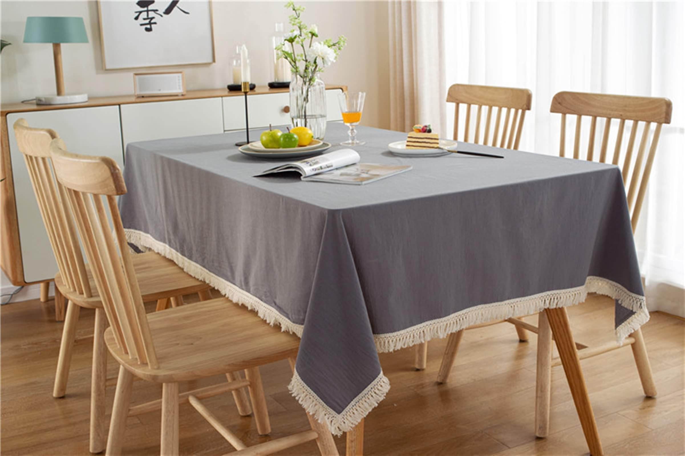 Tovaglia da Cucina Cotone, Tovaglie 140 x 180 cm Tinta unita con nappa Tovaglia per La Decorazione della Casa CucinaGrigio-StyleB